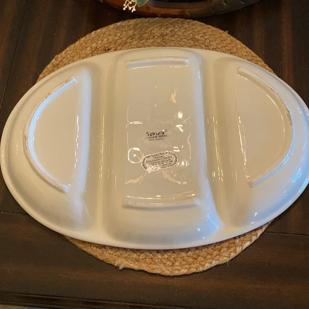 CHRISTMAS IN JULY! HTF Debbie Mumm by Sakura divided holiday serving platter